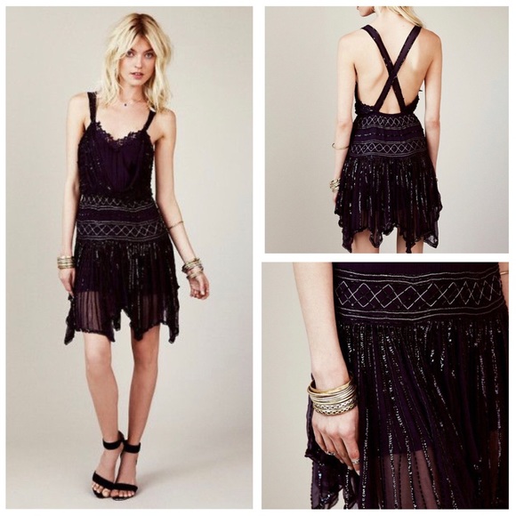 Free People Ode To Shimmer Dress in Sapphire - Picture 2 of 16